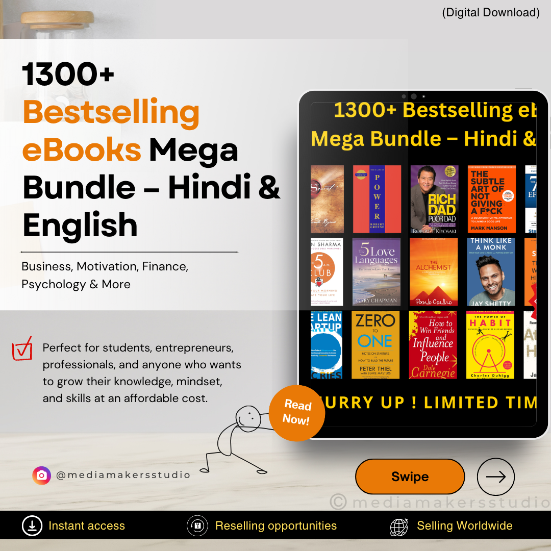 1300+ Bestselling eBooks Mega Bundle – Hindi & English | Business, Motivation, Finance, Psychology & More (Digital Download)