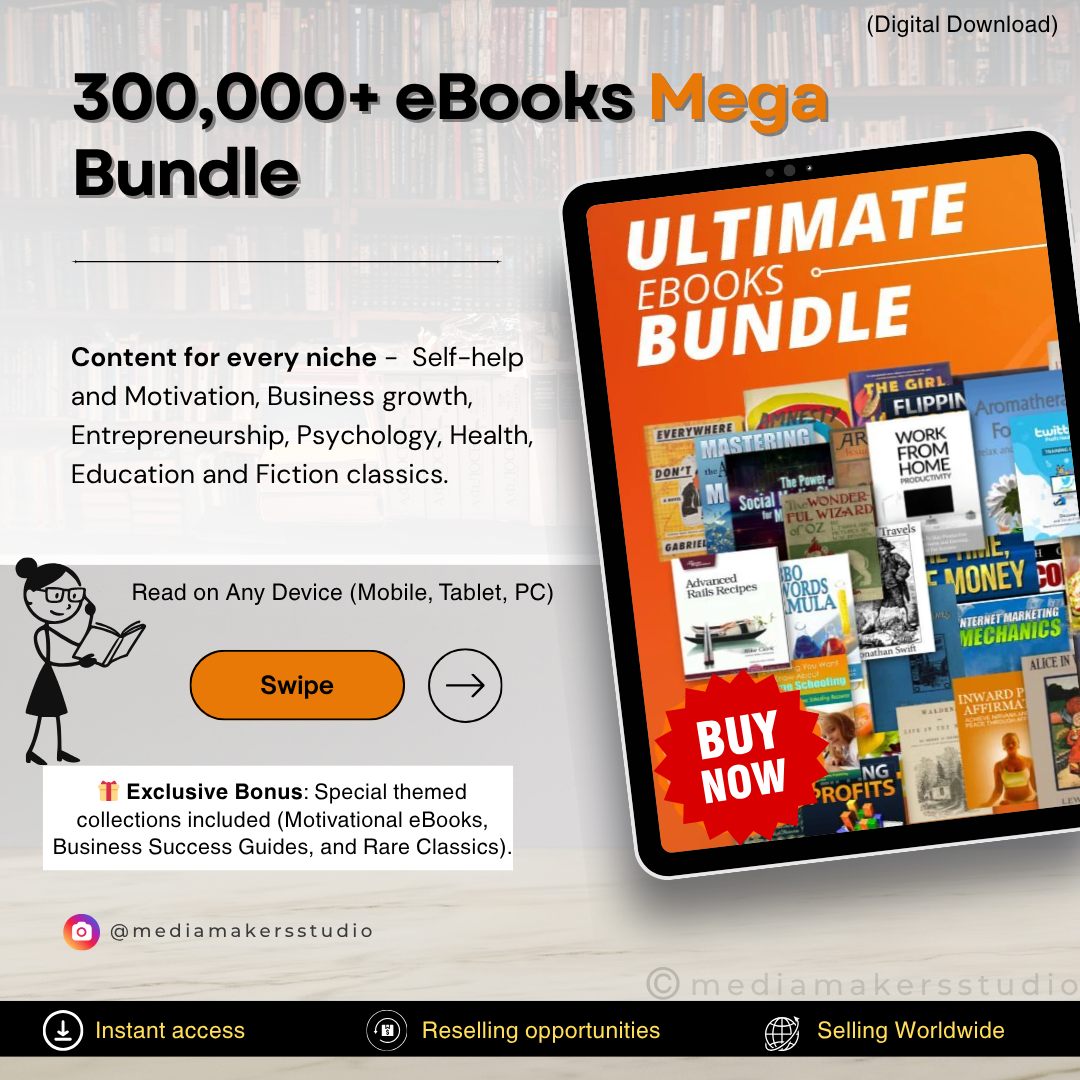 300,000+ eBooks Mega Bundle | Digital Library for Self-Help, Business, Education, Motivation & Fiction | Instant Download Collection