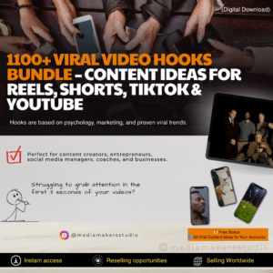 1100+ Viral Video Hooks Bundle – Content Ideas for Reels, Shorts, TikTok & YouTube (Digital Download)