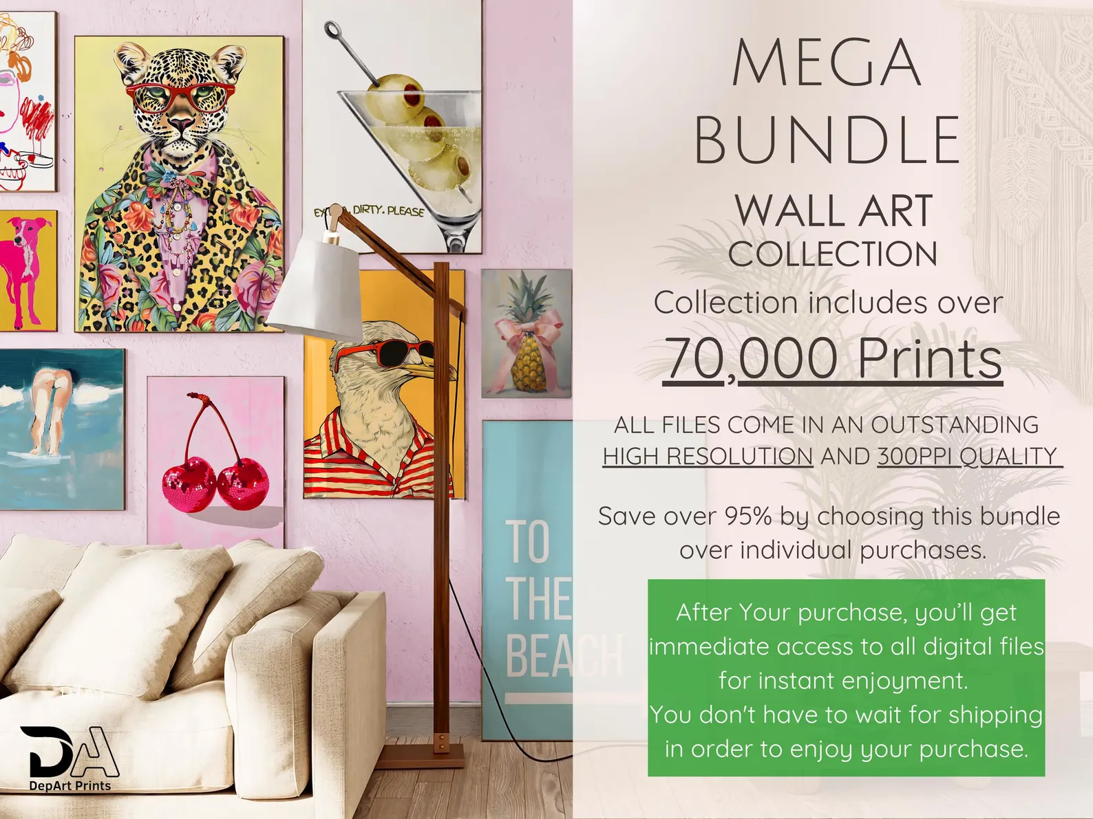 70,000+ Wall Art Bundle | Digital Printable Posters | Vintage, Abstract, Boho, Aesthetic, Travel, Floral, Pop Art Prints | 300 DPI Instant Download - Image 2