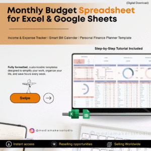 Monthly Budget Spreadsheet for Excel & Google Sheets | Income & Expense Tracker | Smart Bill Calendar | Personal Finance Planner Template