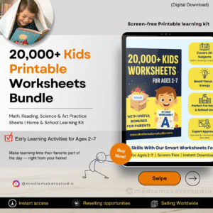 20,000+ Kids Printable Worksheets Bundle | Early Learning Activities for Ages 2–7 | Math, Reading, Science & Art Practice Sheets | Home & School Learning Kit