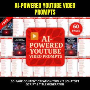AI-Powered YouTube Video Prompts | 60-Page Content Creation Toolkit | ChatGPT Script & Title Generator | Niche Ideas, SEO, Shorts & Reels Strategy Guide | Printable PDF + JPG