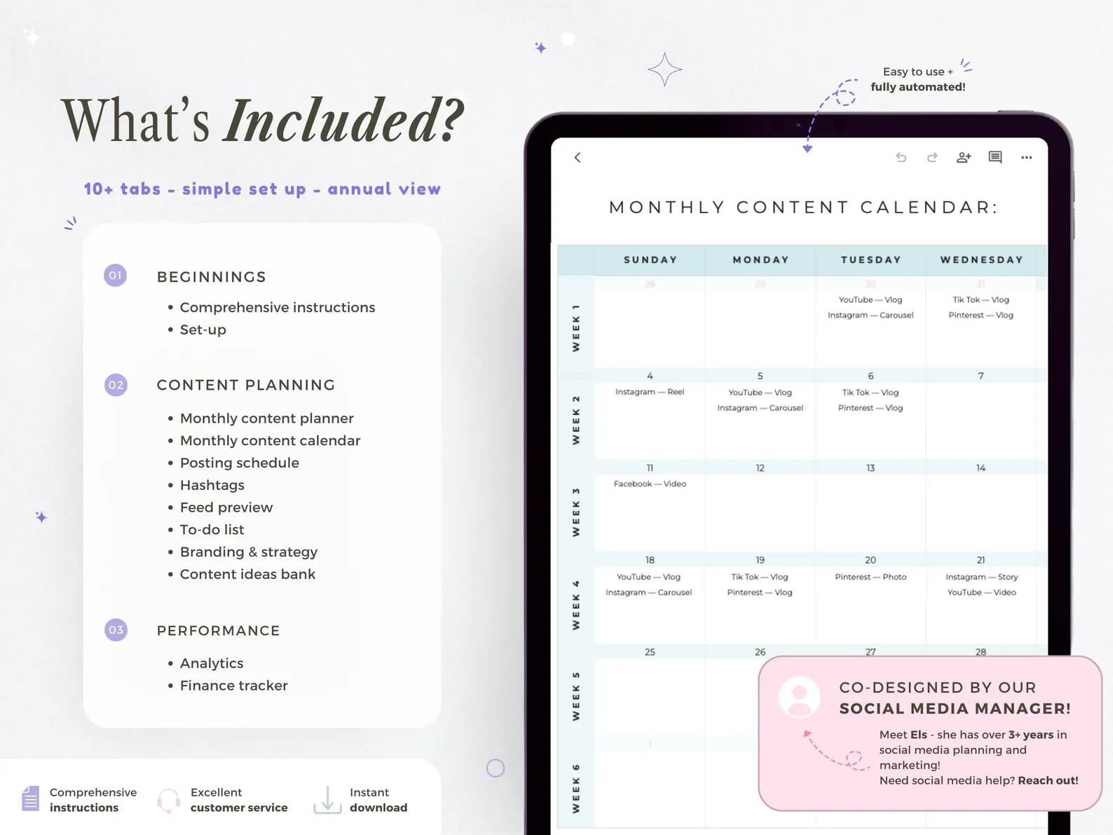 All-in-One Social Media Content Planner | Google Sheets Digital Marketing Calendar & Task Tracker | 12-Month Automated Scheduler | Ideal for Instagram, TikTok & YouTube Creators - Image 3