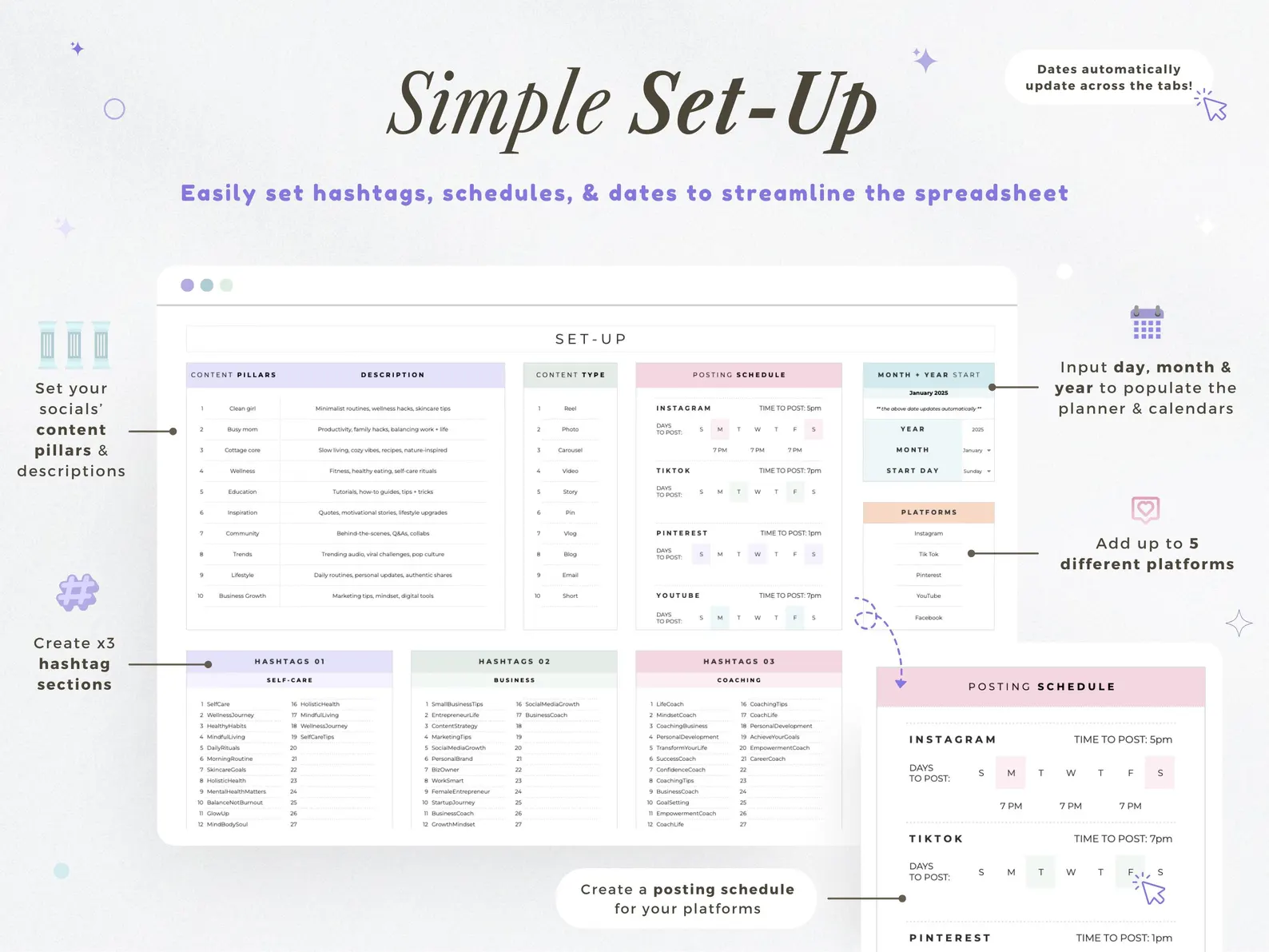 All-in-One Social Media Content Planner | Google Sheets Digital Marketing Calendar & Task Tracker | 12-Month Automated Scheduler | Ideal for Instagram, TikTok & YouTube Creators - Image 4